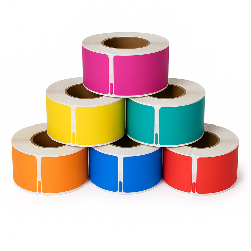 Étiquettes compatibles Dymo 99010, assortiment arc-en-ciel, 28 x 89 mm, 6 paquets de 130 étiquettes