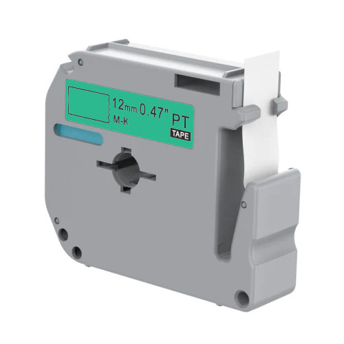 Ruban à lettres compatible Brother M-K731, noir sur vert, 12 mm